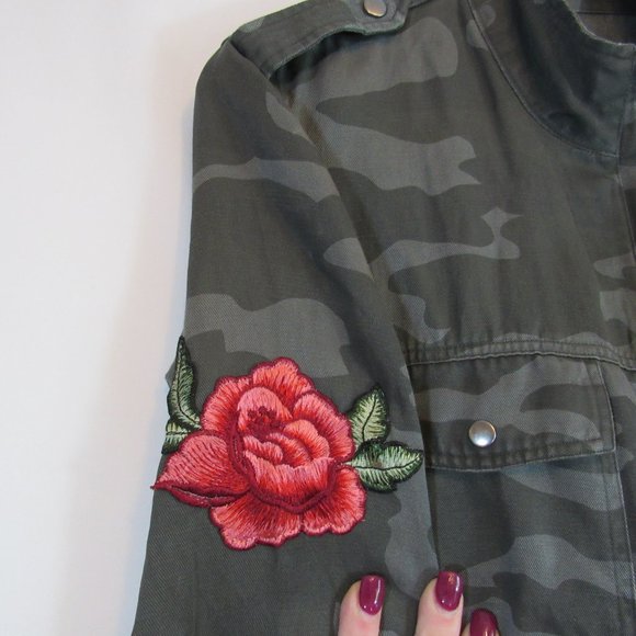 Rails Collins Camo Rose Patch Linen Jacket - Picture 8 of 12